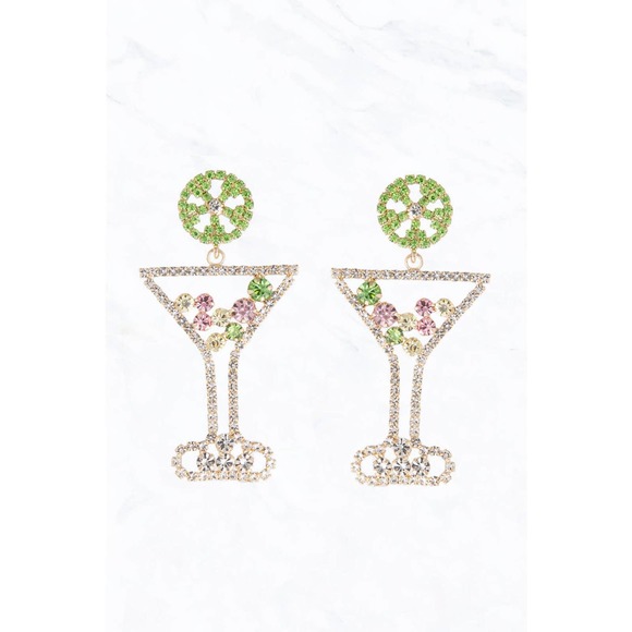 Crystal Martini Glass Statement Earrings - Picture 1 of 2
